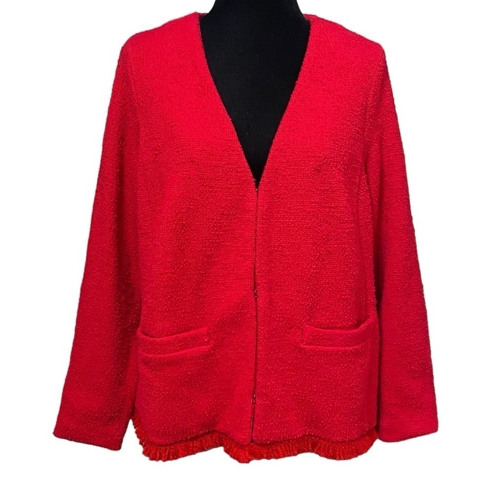 Talbots Red Wool Tweed Blazer Jacket NWT Petite XP Lined Hook Eye Closure